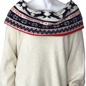 H & M Festive Cowl Neck Sweater Reindeer Large